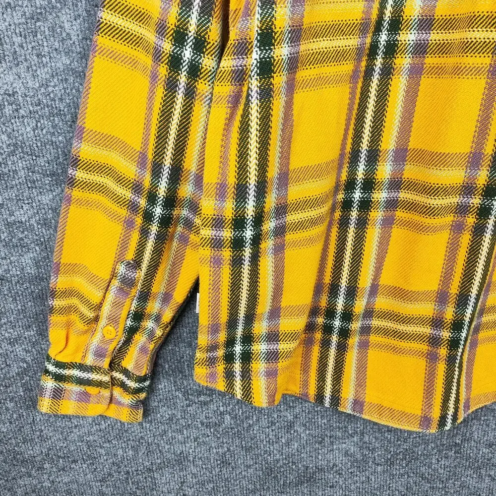 North Face Shirt Mens Medium Yellow Plaid Flannel Button Front Long Sleeve